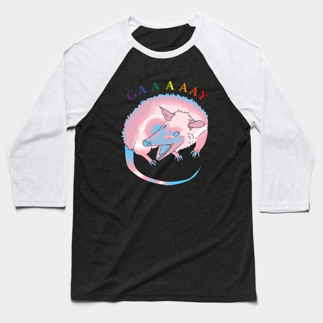 Trans Pride Possum Baseball T-Shirt by Show No Marcy 
